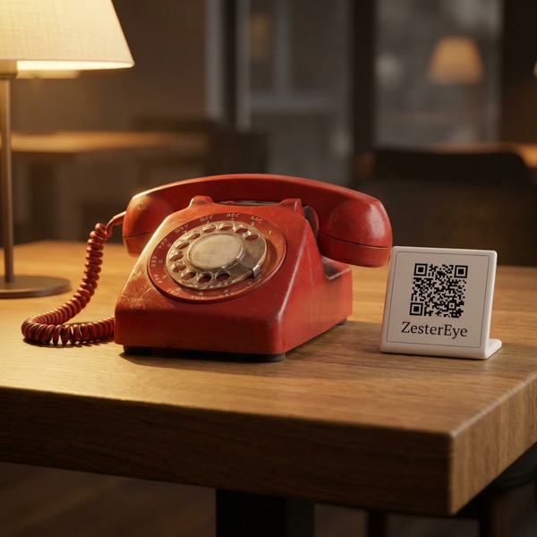 Chevalet de table Téléphone Rouge - Alerte Directe